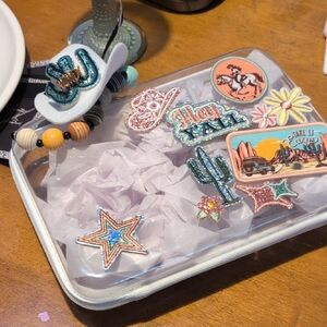 Western Themed Patch Set with Beaded Bracelet